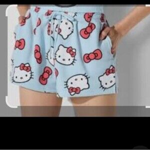 Sanrio Hello Kitty  Blue Sweat Shorts Lounge Soft Women’s Size S
